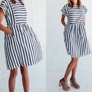 Large Blue & White Striped Women’s Casual Dress